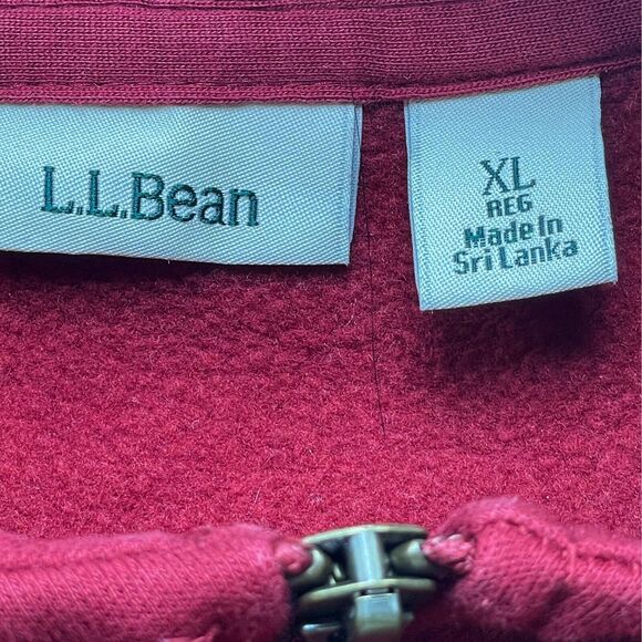 L.L. Bean Women's Cozy Pullover Sz L Hoodie Sweatshirt Dark Red Longer Length - Picture 4 of 7